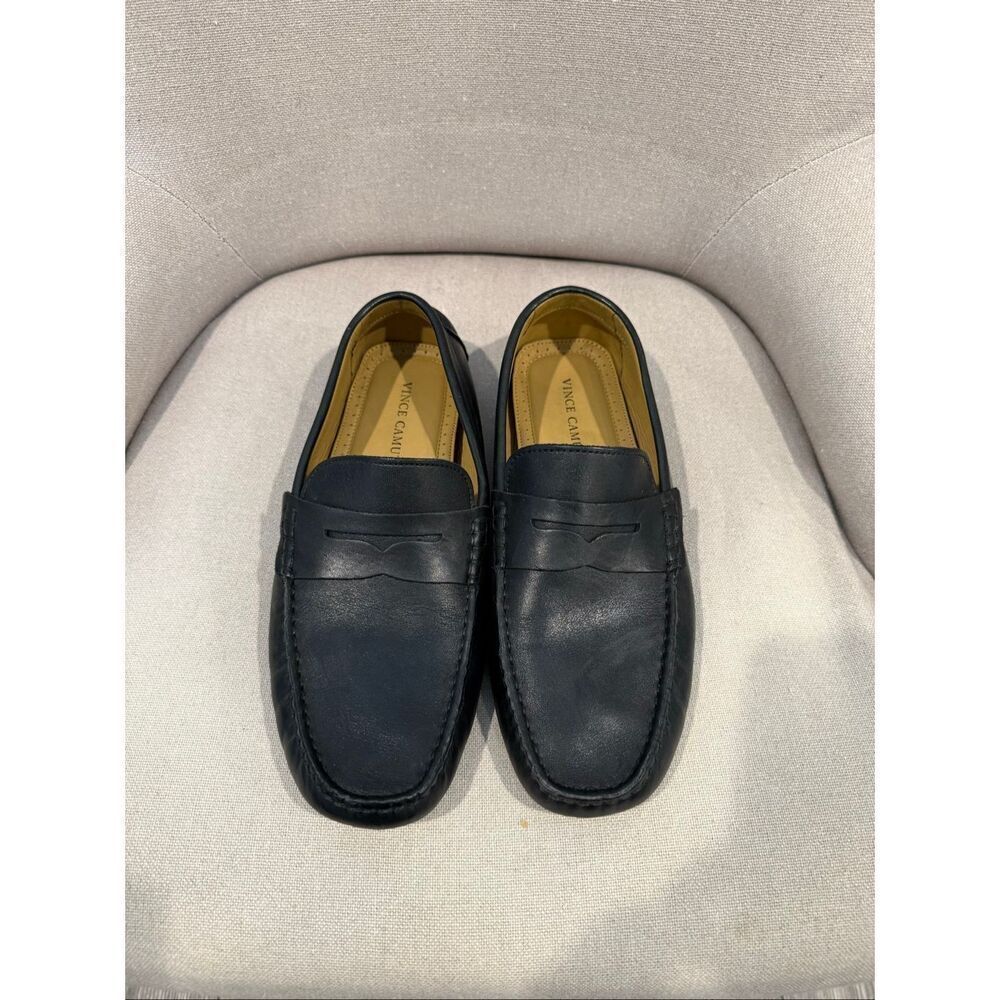 Vince Camuto VY-Esmail Men’s black leather driving loafer size 8